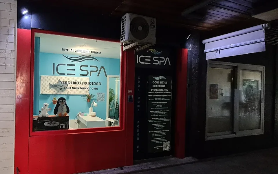 ICE SPA showroom frontage at night in Torremolinos
