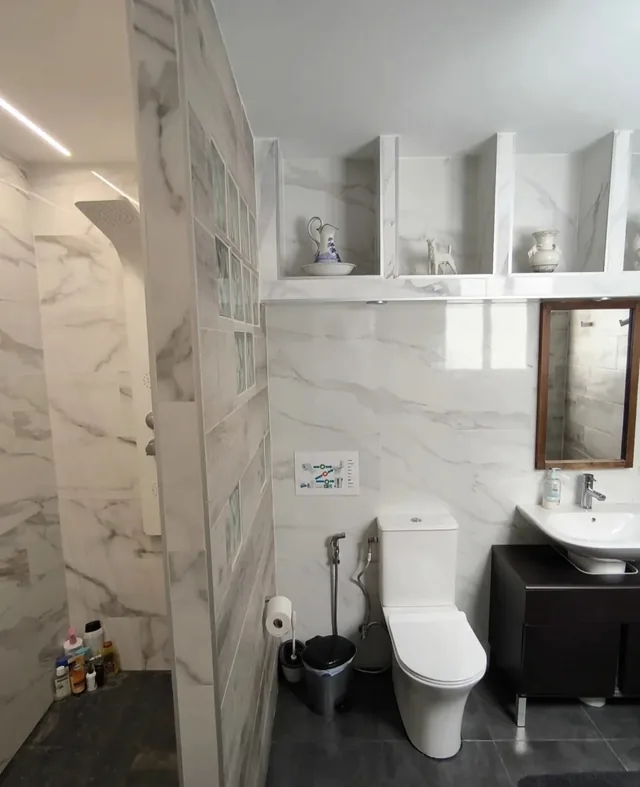 Renovated bathroom with shower
